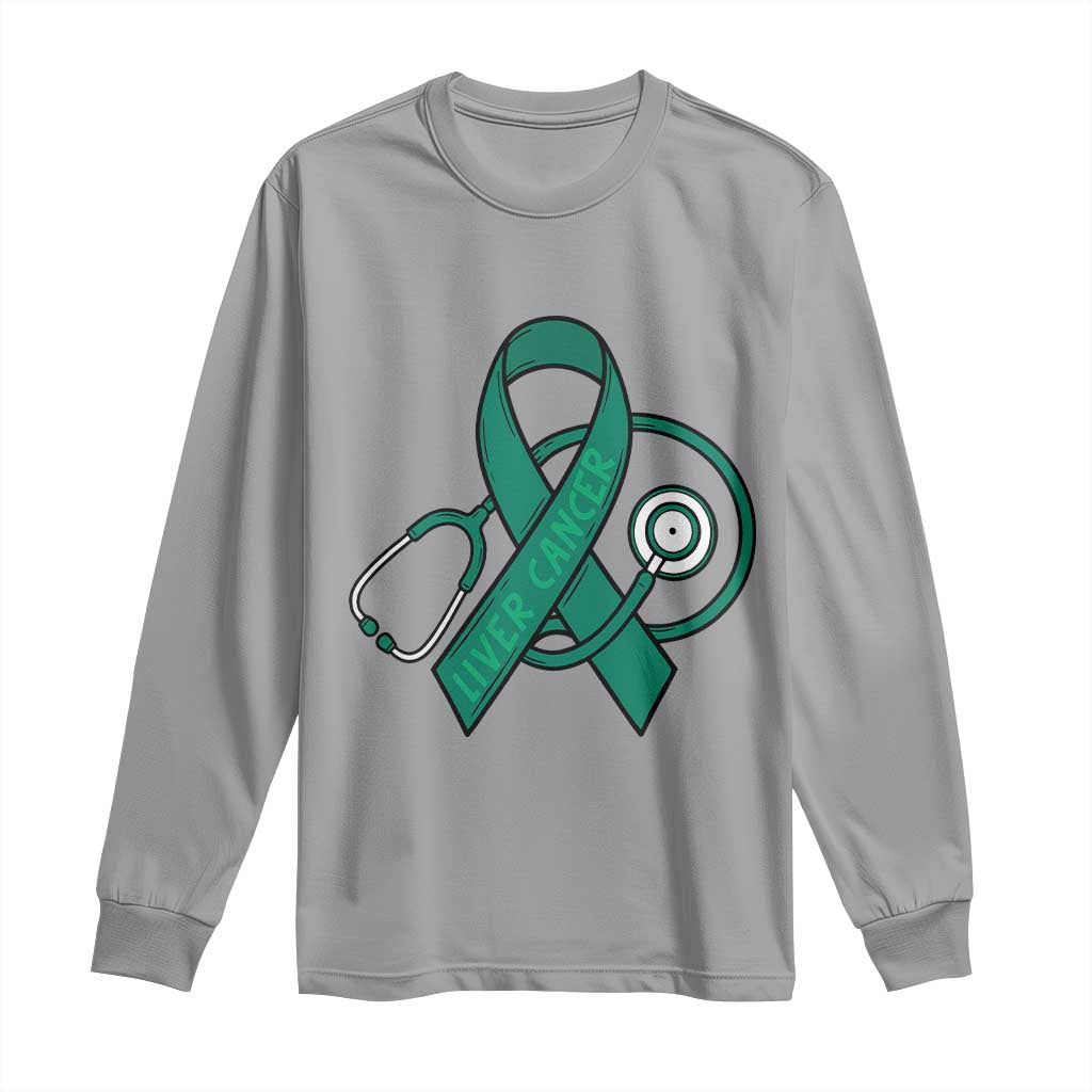 Liver Cancer Strong Nurse Warrior Long Sleeve Shirt Stethoscope Healthcare Support Gift
