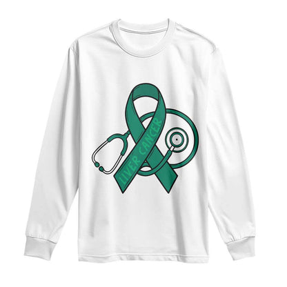 Liver Cancer Strong Nurse Warrior Long Sleeve Shirt Stethoscope Healthcare Support Gift