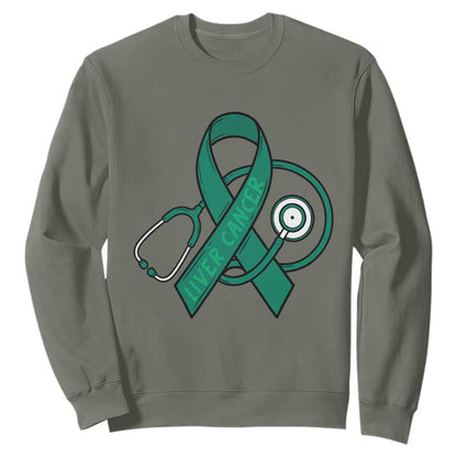 Liver Cancer Strong Nurse Warrior Sweatshirt Stethoscope Healthcare Support Gift