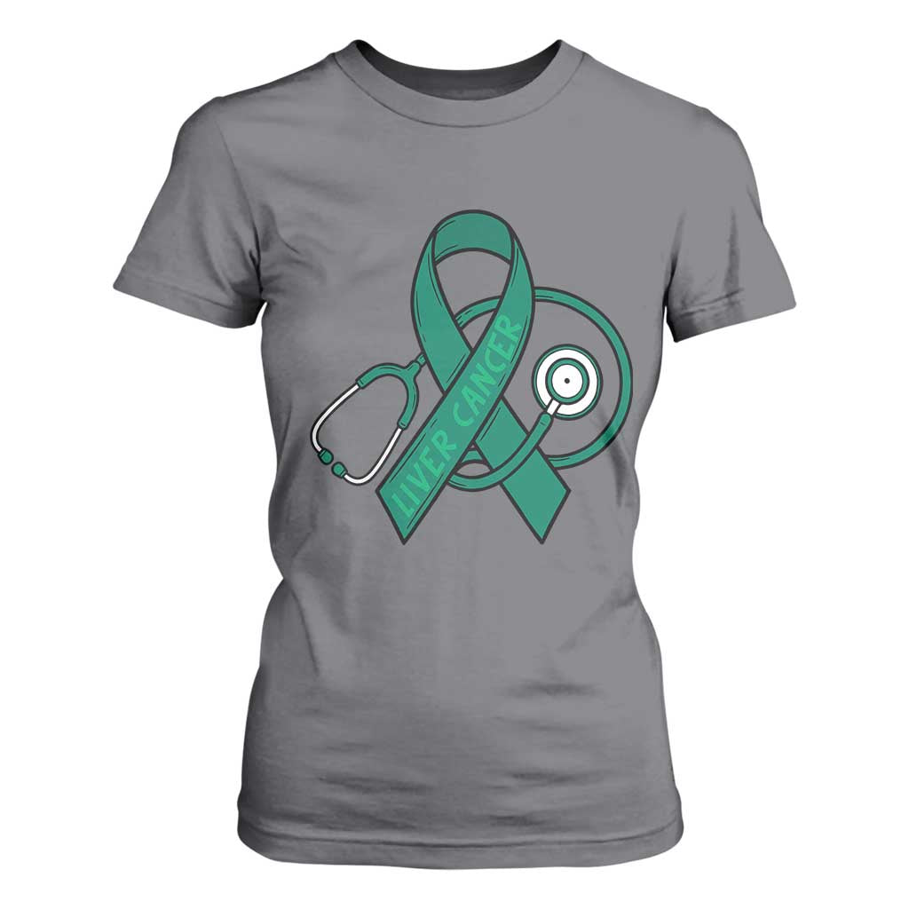 Liver Cancer Strong Nurse Warrior T Shirt For Women Stethoscope Healthcare Support Gift