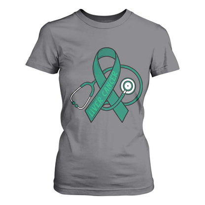 Liver Cancer Strong Nurse Warrior T Shirt For Women Stethoscope Healthcare Support Gift