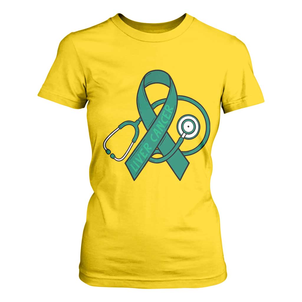 Liver Cancer Strong Nurse Warrior T Shirt For Women Stethoscope Healthcare Support Gift