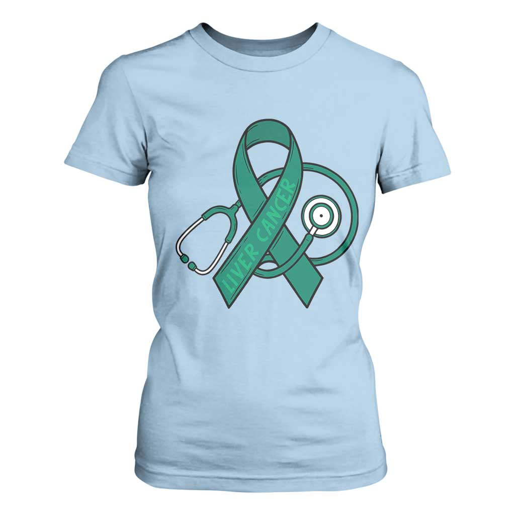 Liver Cancer Strong Nurse Warrior T Shirt For Women Stethoscope Healthcare Support Gift