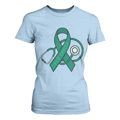 Liver Cancer Strong Nurse Warrior T Shirt For Women Stethoscope Healthcare Support Gift