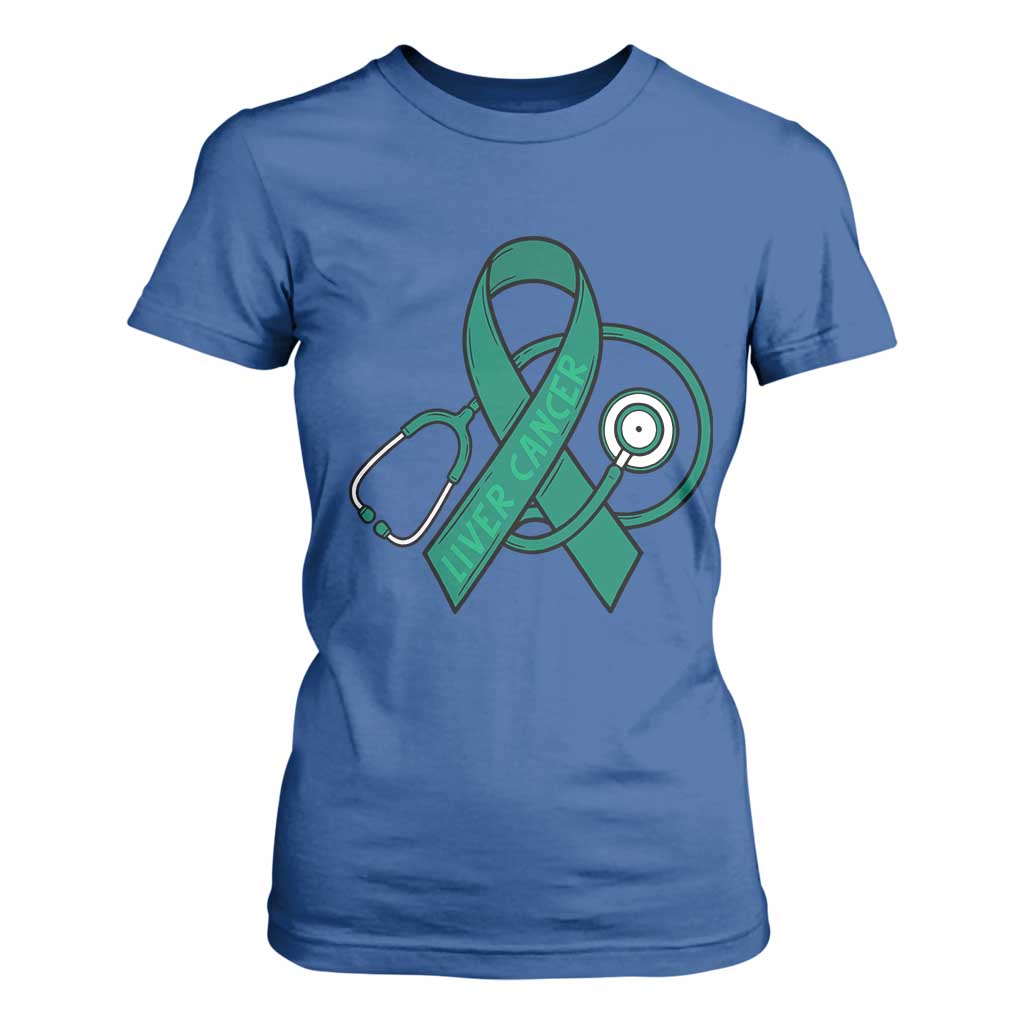 Liver Cancer Strong Nurse Warrior T Shirt For Women Stethoscope Healthcare Support Gift