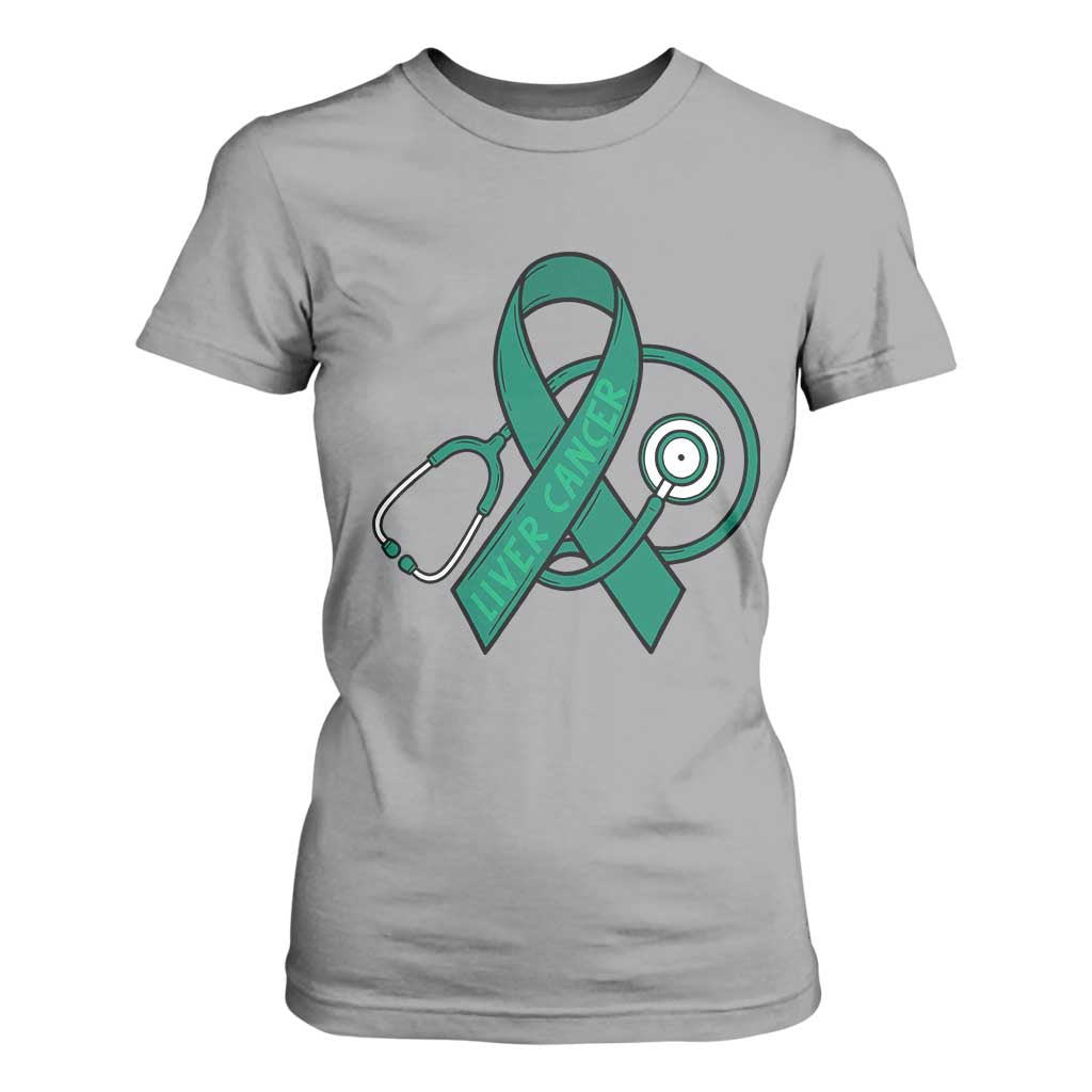 Liver Cancer Strong Nurse Warrior T Shirt For Women Stethoscope Healthcare Support Gift