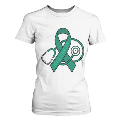 Liver Cancer Strong Nurse Warrior T Shirt For Women Stethoscope Healthcare Support Gift
