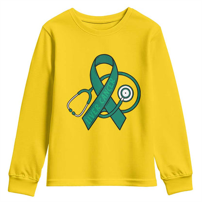 Liver Cancer Strong Nurse Warrior Youth Sweatshirt Stethoscope Healthcare Support Gift