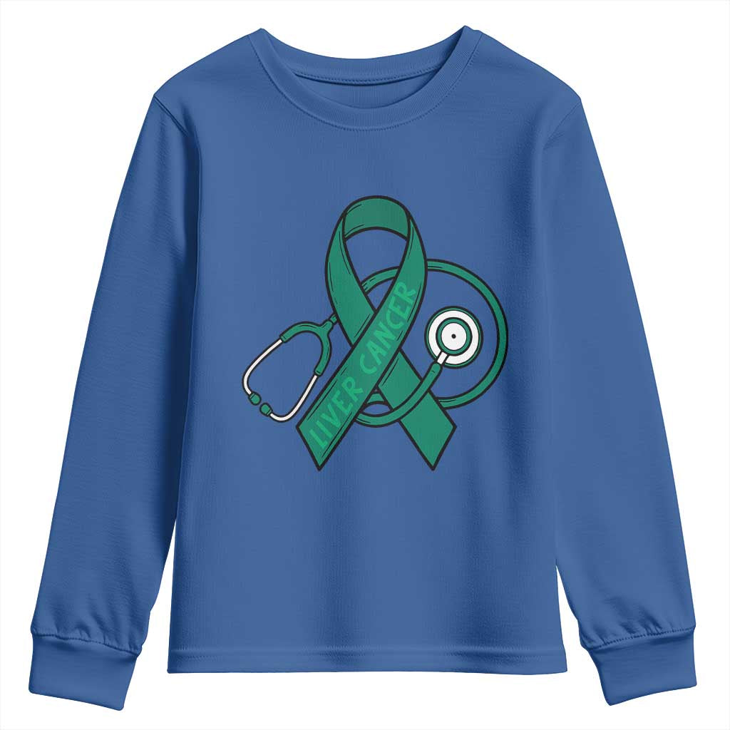 Liver Cancer Strong Nurse Warrior Youth Sweatshirt Stethoscope Healthcare Support Gift