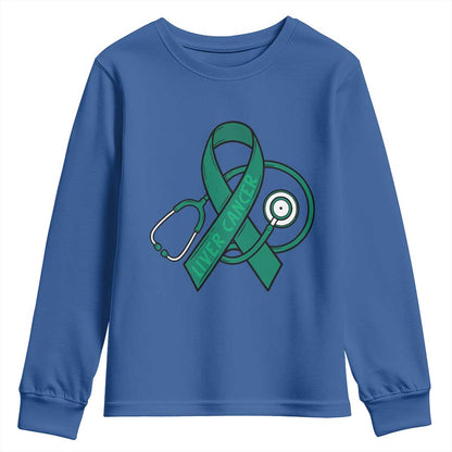 Liver Cancer Strong Nurse Warrior Youth Sweatshirt Stethoscope Healthcare Support Gift