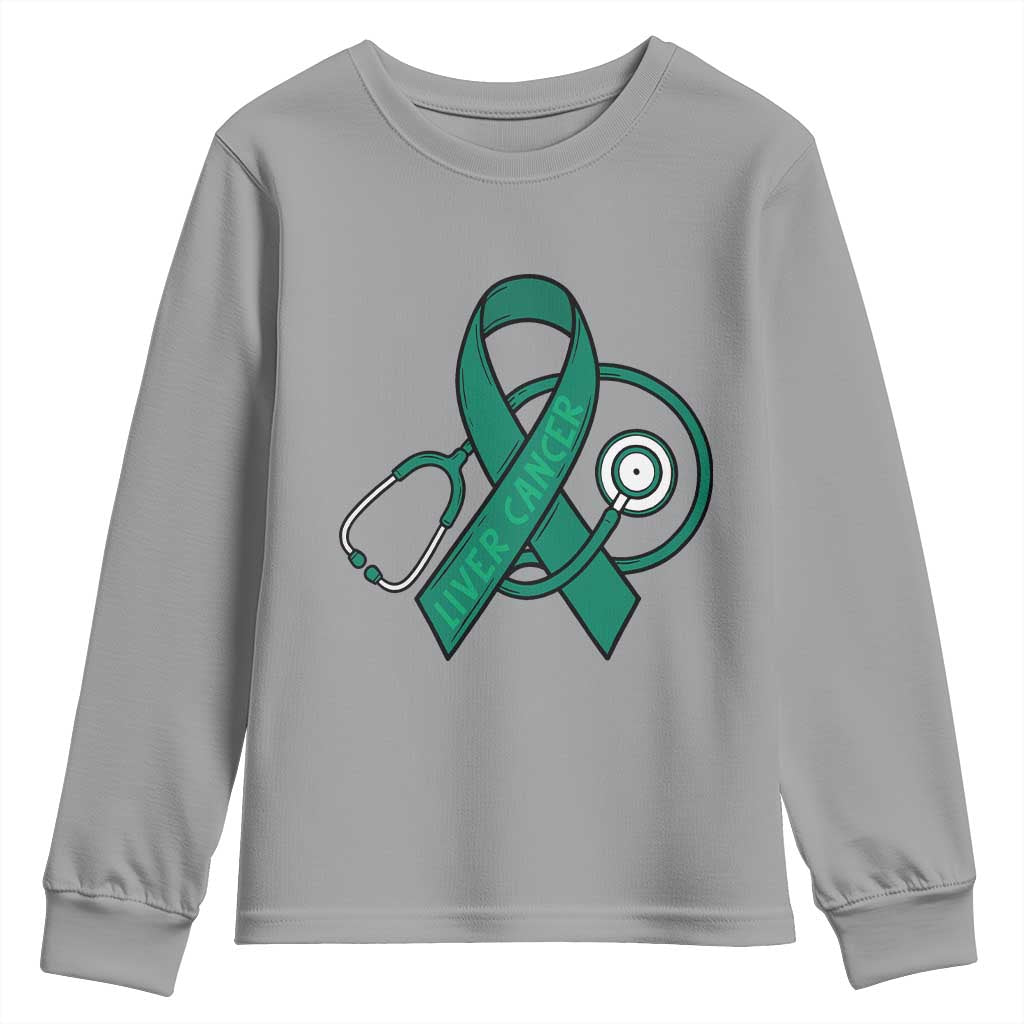 Liver Cancer Strong Nurse Warrior Youth Sweatshirt Stethoscope Healthcare Support Gift