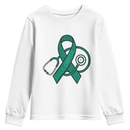 Liver Cancer Strong Nurse Warrior Youth Sweatshirt Stethoscope Healthcare Support Gift