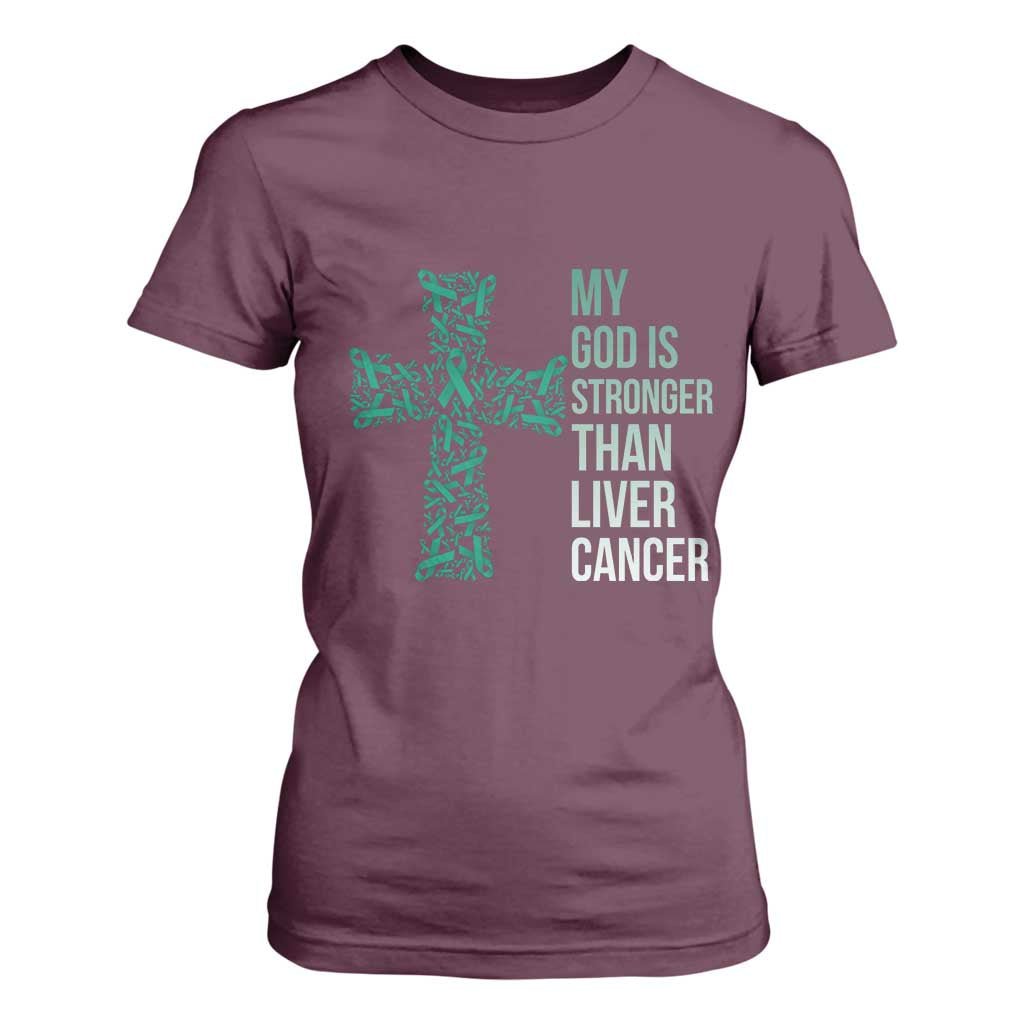 My God Is Stronger Than Liver Cancer T Shirt For Women Faith Hope Support Gift
