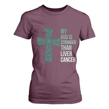 My God Is Stronger Than Liver Cancer T Shirt For Women Faith Hope Support Gift