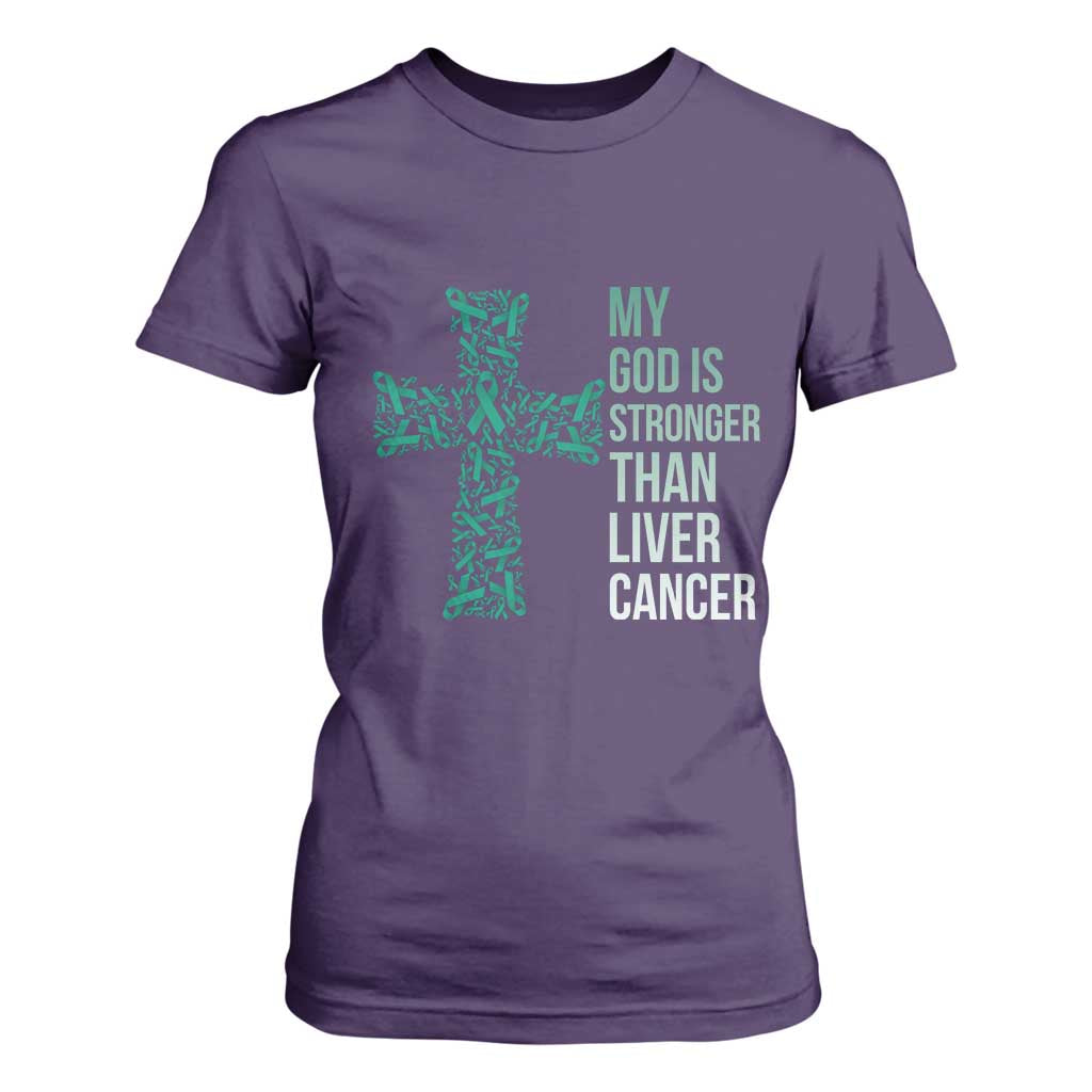 My God Is Stronger Than Liver Cancer T Shirt For Women Faith Hope Support Gift
