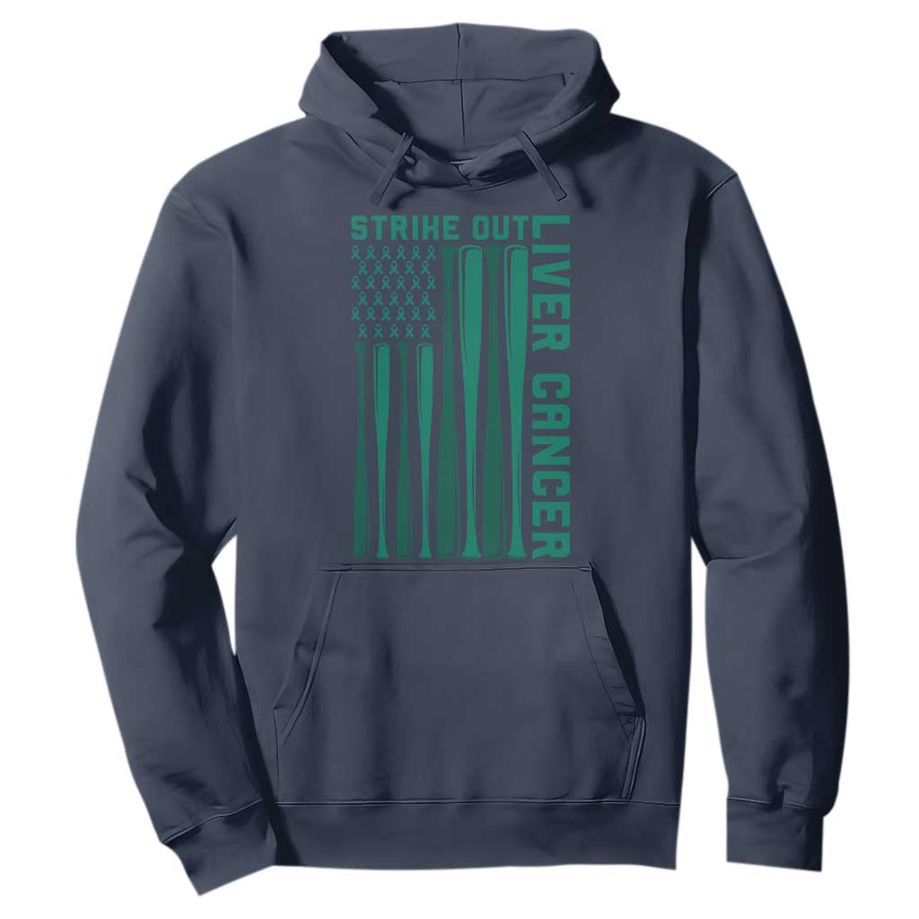 Strike Out Liver Cancer Baseball Hoodie American Flag Support Gift