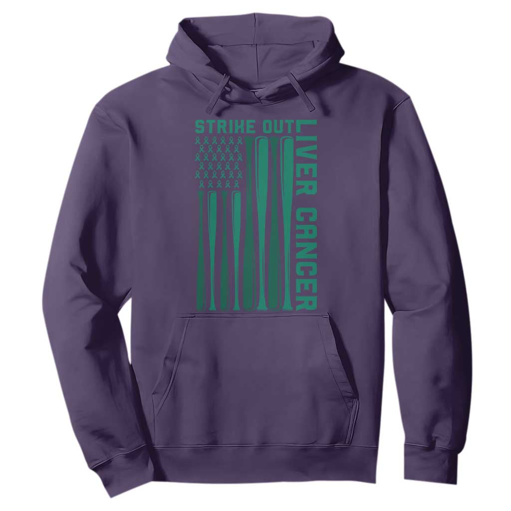 Strike Out Liver Cancer Baseball Hoodie American Flag Support Gift