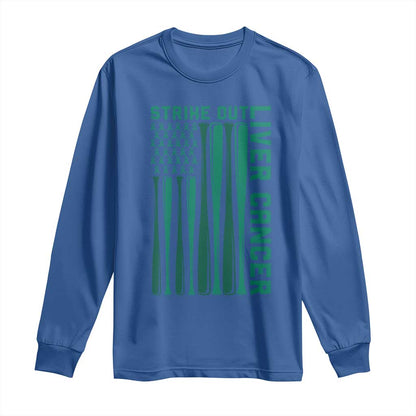 Strike Out Liver Cancer Baseball Long Sleeve Shirt American Flag Support Gift