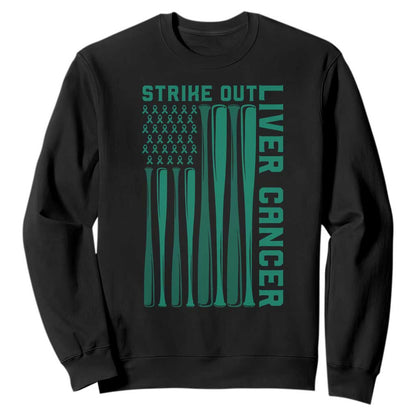 Strike Out Liver Cancer Baseball Sweatshirt American Flag Support Gift
