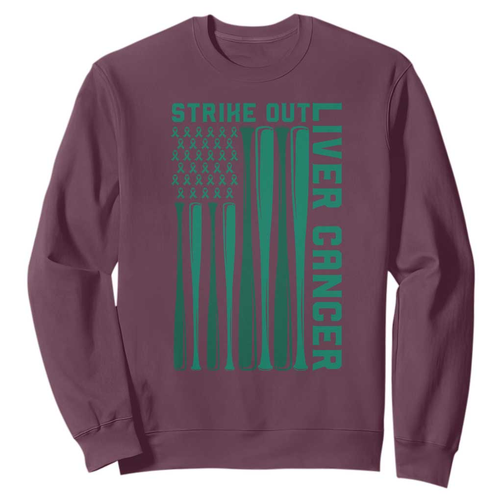 Strike Out Liver Cancer Baseball Sweatshirt American Flag Support Gift