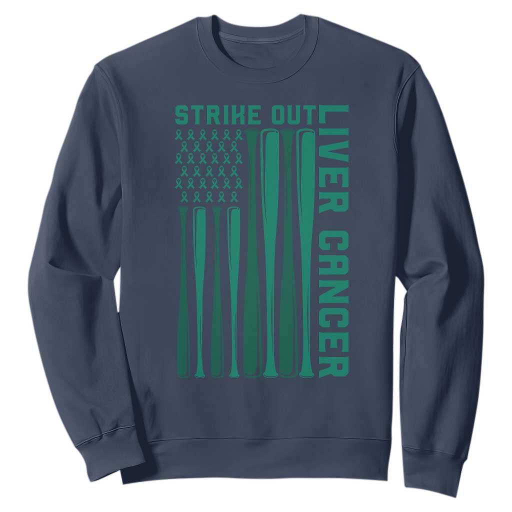 Strike Out Liver Cancer Baseball Sweatshirt American Flag Support Gift