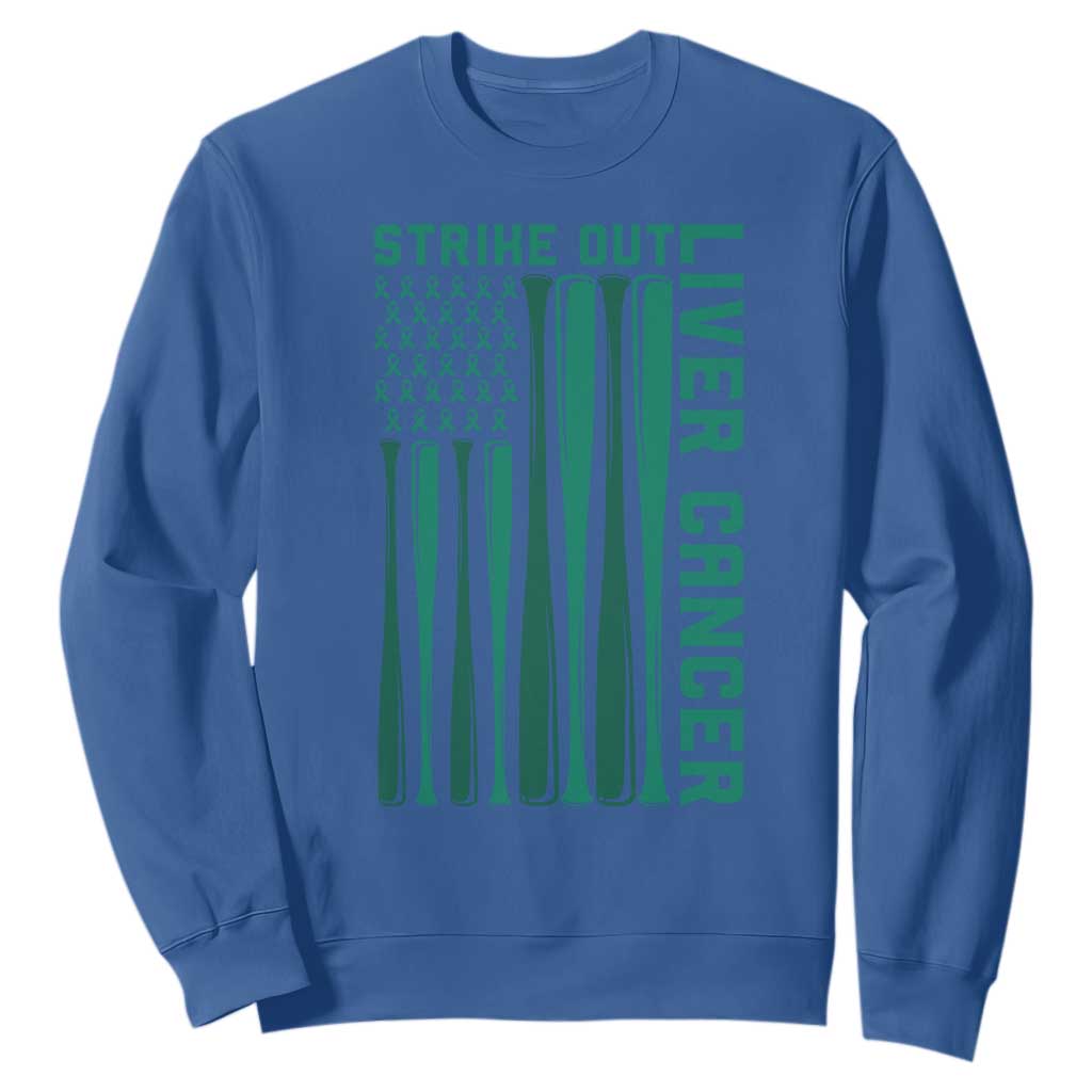 Strike Out Liver Cancer Baseball Sweatshirt American Flag Support Gift