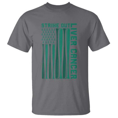 Strike Out Liver Cancer Baseball T Shirt American Flag Support Gift
