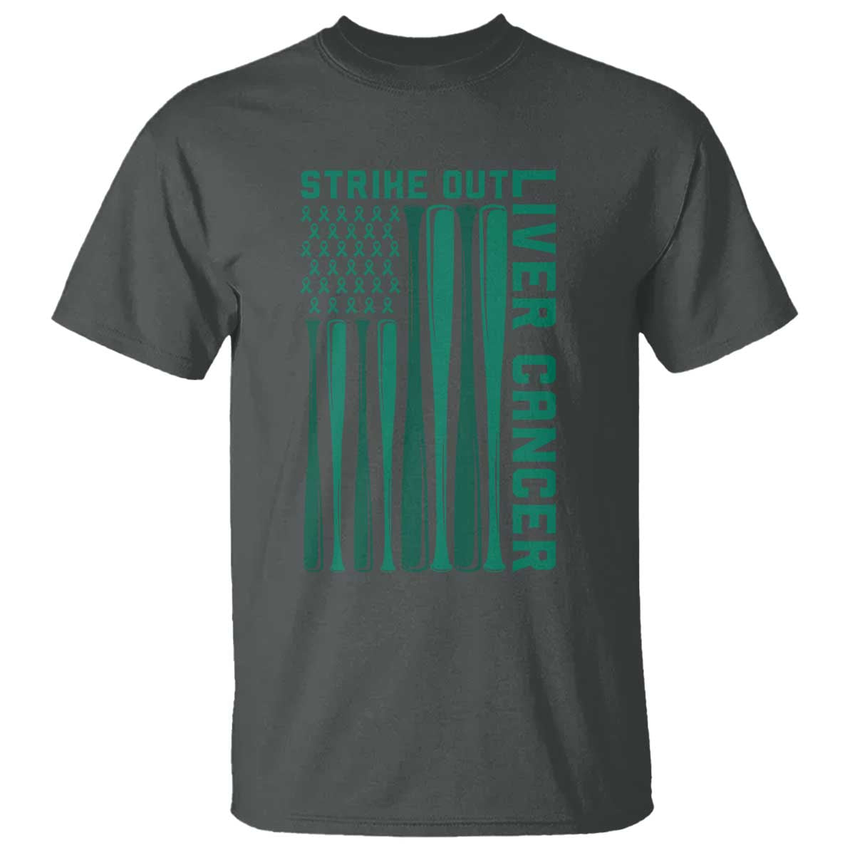 Strike Out Liver Cancer Baseball T Shirt American Flag Support Gift