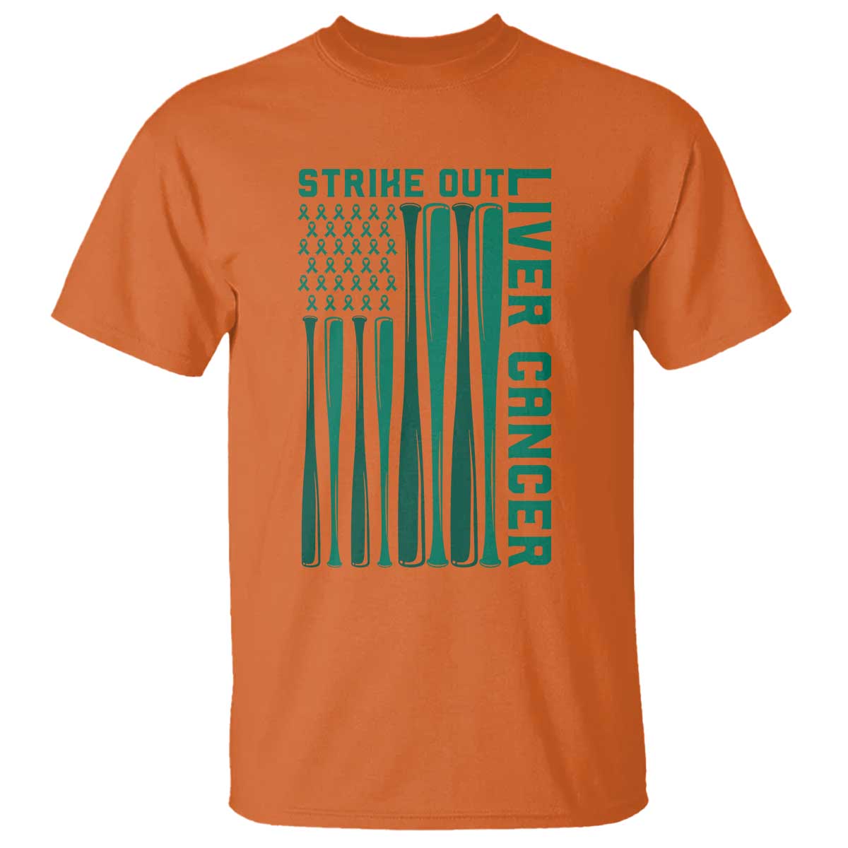 Strike Out Liver Cancer Baseball T Shirt American Flag Support Gift