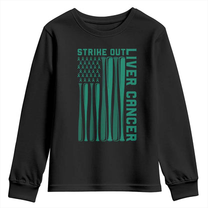 Strike Out Liver Cancer Baseball Youth Sweatshirt American Flag Support Gift