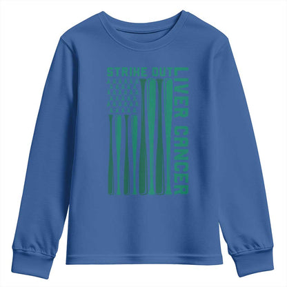 Strike Out Liver Cancer Baseball Youth Sweatshirt American Flag Support Gift