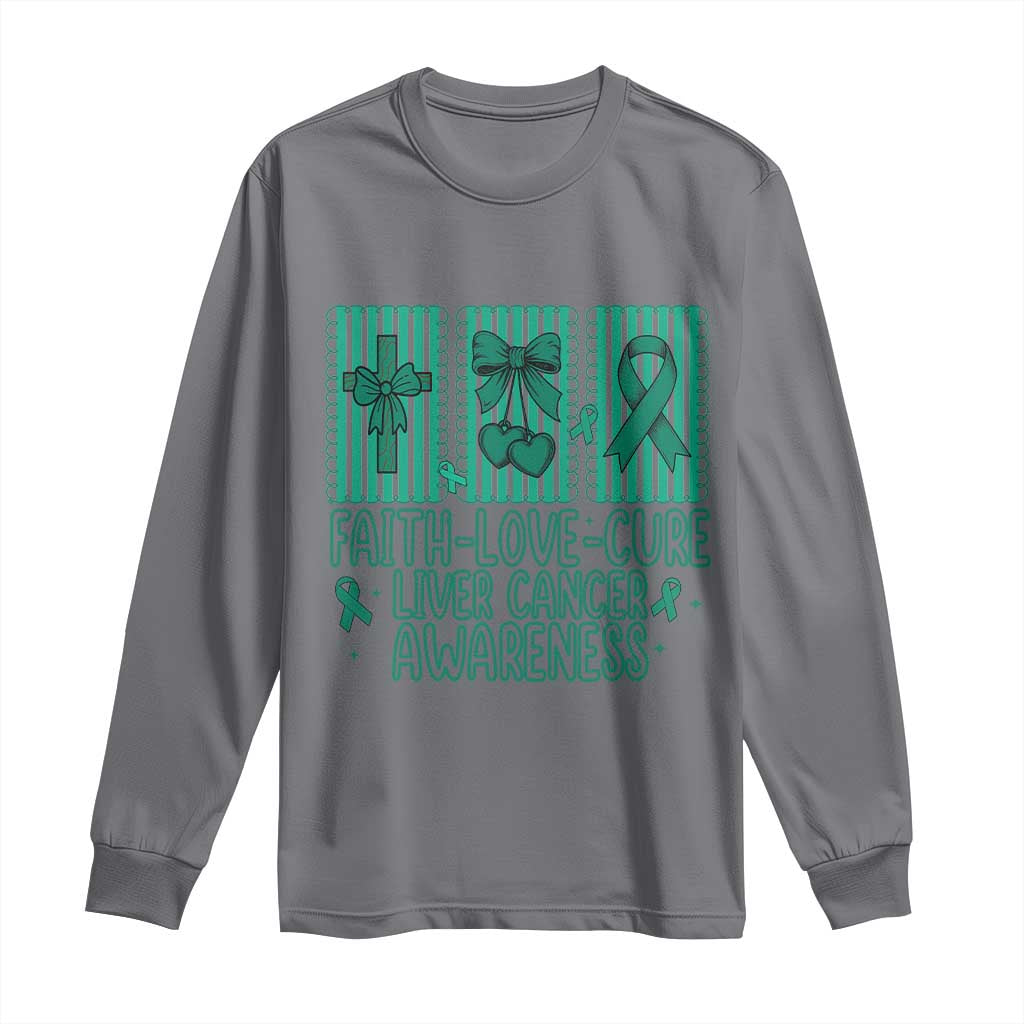 Faith Love And Cure Liver Cancer Long Sleeve Shirt Hope Survivor Support
