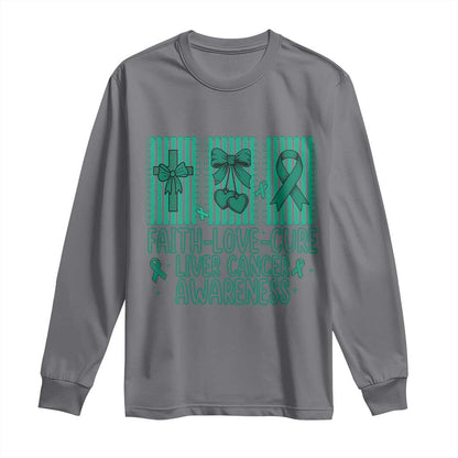 Faith Love And Cure Liver Cancer Long Sleeve Shirt Hope Survivor Support