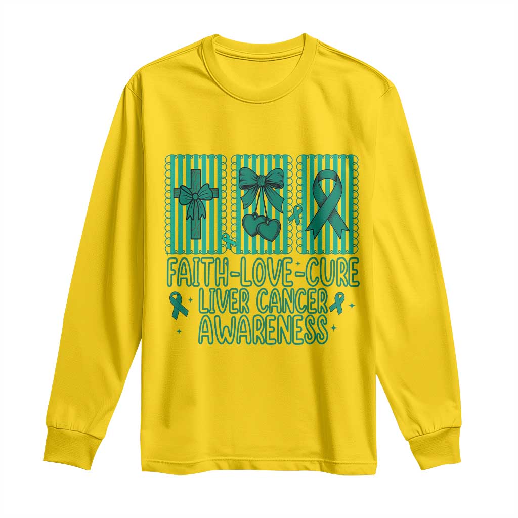 Faith Love And Cure Liver Cancer Long Sleeve Shirt Hope Survivor Support