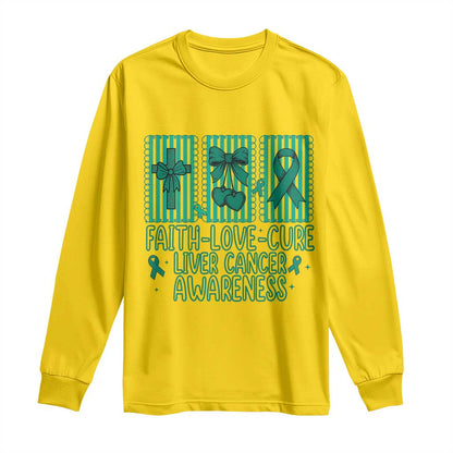 Faith Love And Cure Liver Cancer Long Sleeve Shirt Hope Survivor Support