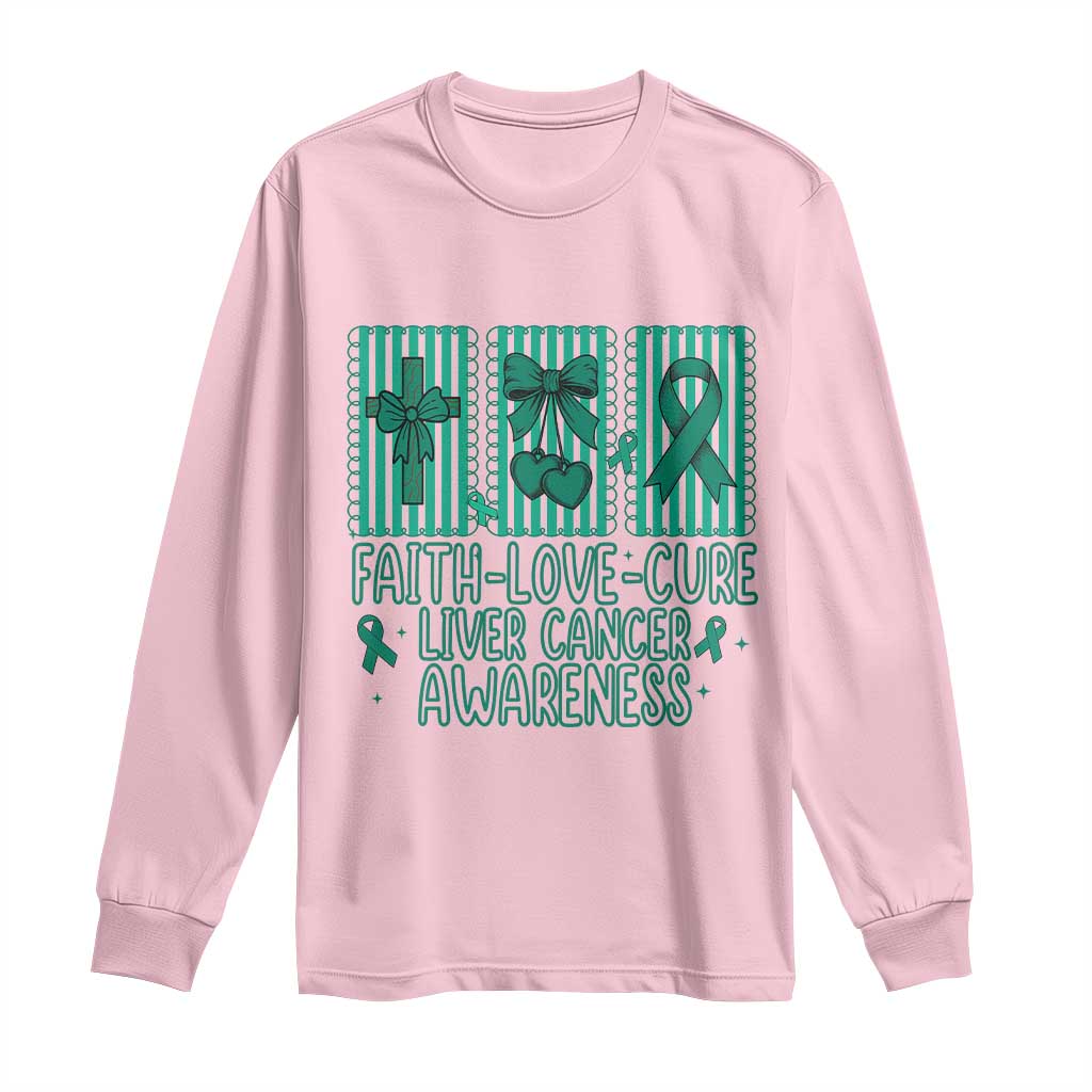 Faith Love And Cure Liver Cancer Long Sleeve Shirt Hope Survivor Support