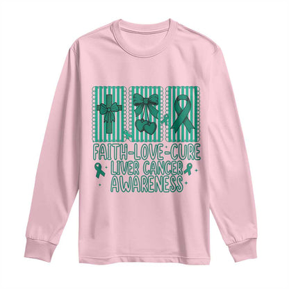 Faith Love And Cure Liver Cancer Long Sleeve Shirt Hope Survivor Support