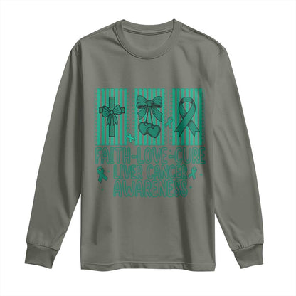 Faith Love And Cure Liver Cancer Long Sleeve Shirt Hope Survivor Support