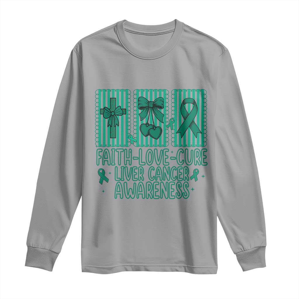 Faith Love And Cure Liver Cancer Long Sleeve Shirt Hope Survivor Support