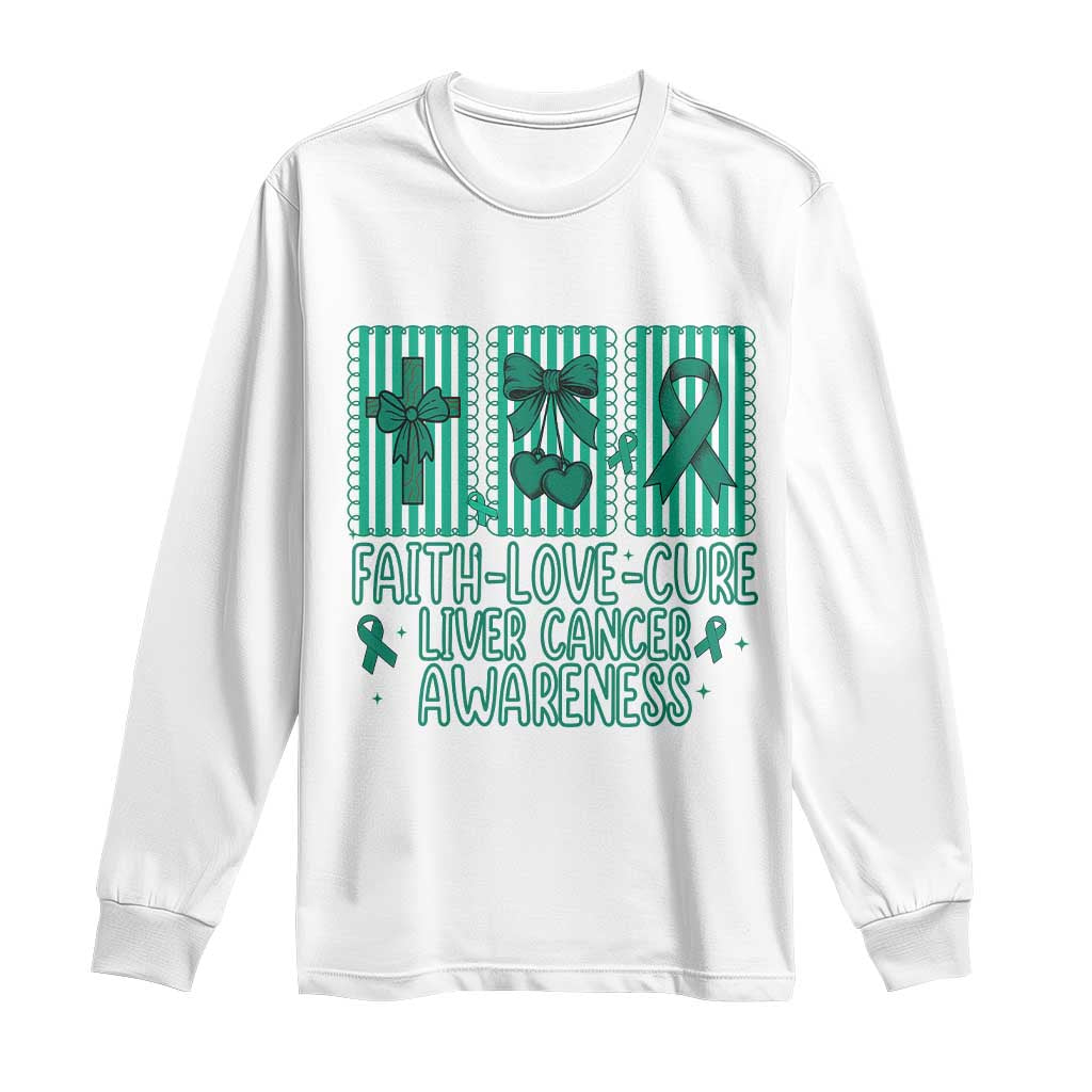 Faith Love And Cure Liver Cancer Long Sleeve Shirt Hope Survivor Support