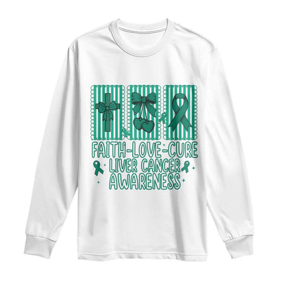 Faith Love And Cure Liver Cancer Long Sleeve Shirt Hope Survivor Support