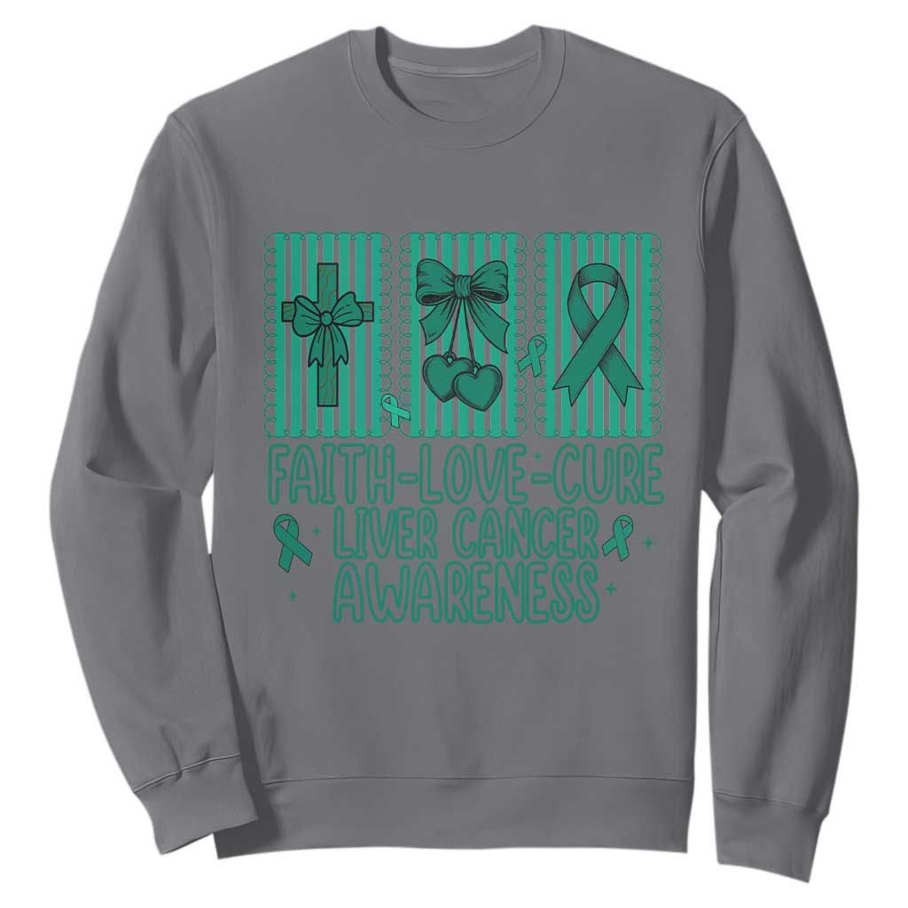 Faith Love And Cure Liver Cancer Sweatshirt Hope Survivor Support