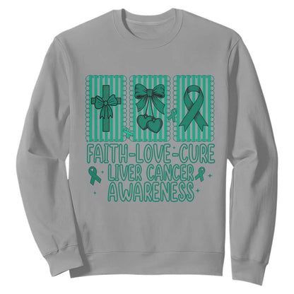 Faith Love And Cure Liver Cancer Sweatshirt Hope Survivor Support