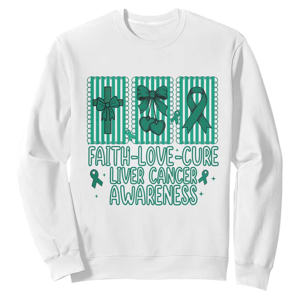 Faith Love And Cure Liver Cancer Sweatshirt Hope Survivor Support
