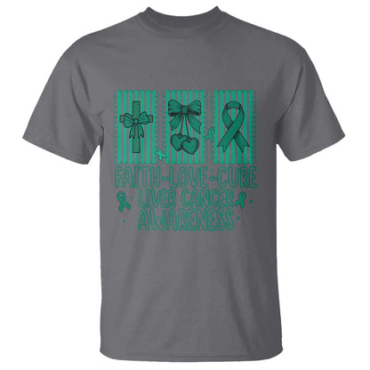 Faith Love And Cure Liver Cancer T Shirt Hope Survivor Support