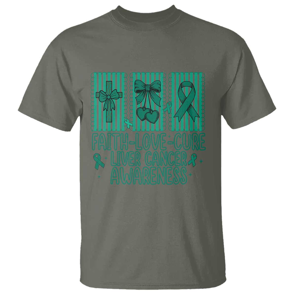 Faith Love And Cure Liver Cancer T Shirt Hope Survivor Support