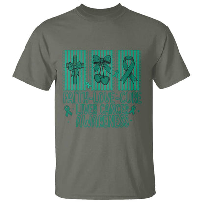 Faith Love And Cure Liver Cancer T Shirt Hope Survivor Support