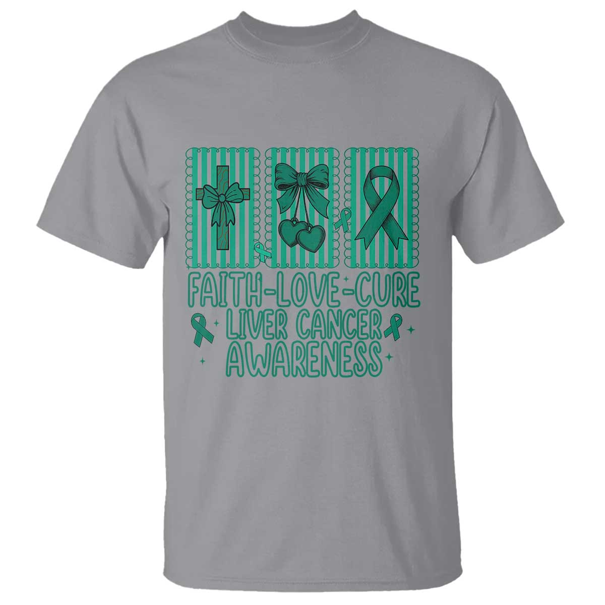 Faith Love And Cure Liver Cancer T Shirt Hope Survivor Support