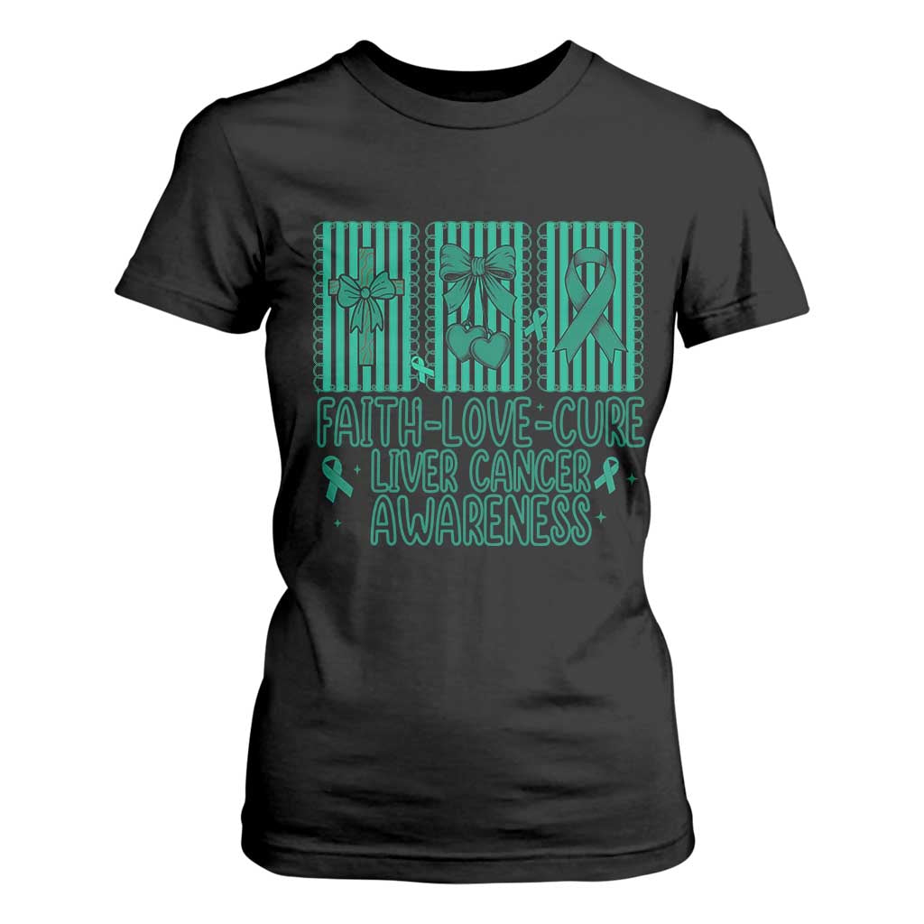 Faith Love And Cure Liver Cancer T Shirt For Women Hope Survivor Support