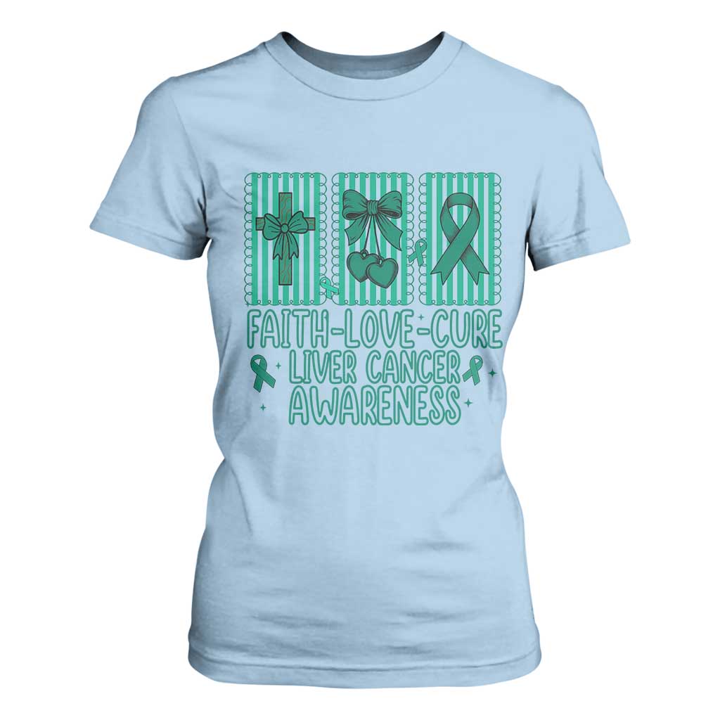 Faith Love And Cure Liver Cancer T Shirt For Women Hope Survivor Support